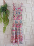 Summer Flower Crops Tops With Tiered Long Skirts